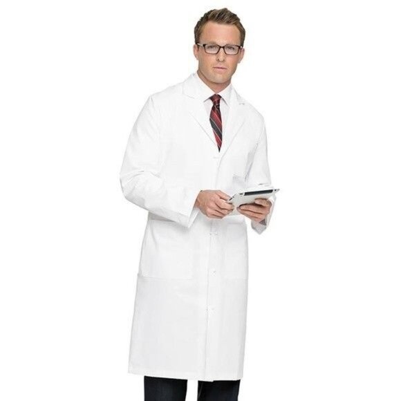 Landau Full-Length White Twill Lab Coat, Size 38 NEW - Picture 1 of 4